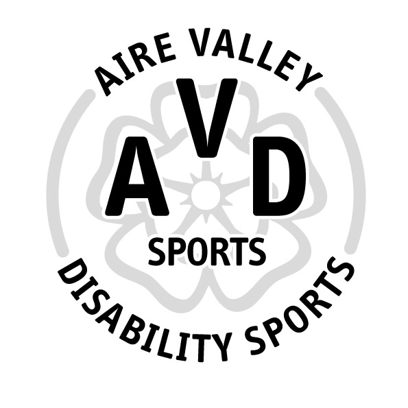 Logo of Aire Valley Disability Sports featuring the text AVD Sports around a stylised Yorkshire rose